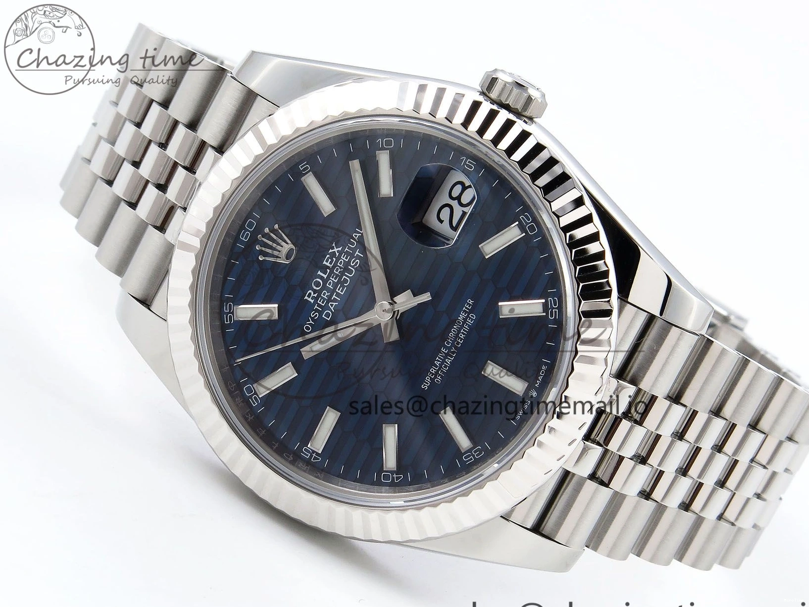 MiroTime 0405 DateJust 41 126334 904L SS VSF 1:1 Best Edition Blue Textured Dial on Jubilee Bracelet VS Youthful 1326